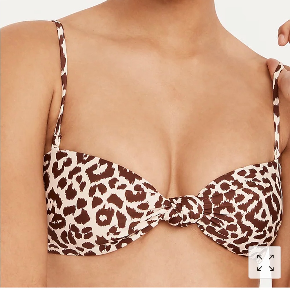 J Crew Knot bandeau bikini top in leopard print